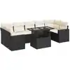 Image de vidaXL Ensemble de jardin canapé 8 pièces avec coussins noir poly rotin