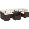 Image de vidaXL Ensemble de jardin canapé 8 pièces avec coussins Marron Poly rotin