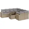 Image de vidaXL Ensemble de salon de jardin 9 pièces avec coussins beige Poly rotin