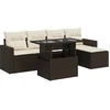 Image de vidaXL Ensemble de salon de jardin 6 pièces avec coussins Marron Poly Rattan