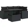 Image de vidaXL Ensemble de salon de jardin 5 pièces avec coussins noir poly rotin