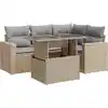 Image de vidaXL Ensemble de salon de jardin 5 pièces avec coussins Beige Poly Rattan
