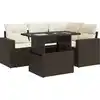 Image de vidaXL Ensemble de salon de jardin 5 pièces avec coussins Marron Poly Rattan