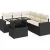 Image de vidaXL Ensemble de salon de jardin 6 pièces avec coussins noir poly rotin