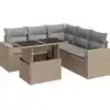 Image de vidaXL Ensemble de salon de jardin 6 pièces avec coussins Beige Poly Rattan