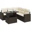 Image de vidaXL Ensemble de salon de jardin 6 pièces avec coussins Marron Poly Rattan