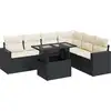 Image de vidaXL Ensemble de salon de jardin 7 pièces avec coussins noir poly rotin
