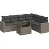Image de vidaXL Ensemble de salon de jardin 7 pièces avec coussins Gris Poly rotin