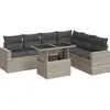 Image de vidaXL Ensemble de salon de jardin 7 pièces avec coussins gris clair Poly rotin