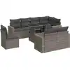 Image de vidaXL Ensemble de salon de jardin 9 pièces avec coussins Gris Poly rotin