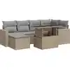 Image de vidaXL Ensemble de salon de jardin 7 pièces avec coussins Beige Poly Rattan