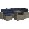 Image de vidaXL Ensemble de salon de jardin 7 pièces avec coussins Gris Poly rotin Acacia
