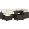 Image de vidaXL Ensemble de salon de jardin 7 pièces avec coussins Marron Poly rotin