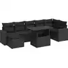 Image de vidaXL Ensemble de jardin canapé 8 pièces avec coussins noir poly rotin