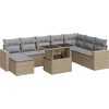 Image de vidaXL Ensemble de salon de jardin 9 pièces avec coussins beige Poly rotin