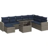 Image de vidaXL Ensemble de salon de jardin 9 pièces avec coussins Gris Poly rotin Acacia