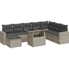 Image de vidaXL Ensemble de salon de jardin 9 pièces avec coussins gris clair Poly rotin