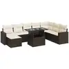 Image de vidaXL Ensemble de salon de jardin 9 pièces avec coussins Marron Poly Rattan