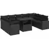 Image de vidaXL Ensemble de 10 canapés de jardin avec coussins noir poly rotin