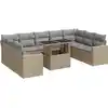 Image de vidaXL Ensemble de salon de jardin 10 pièces avec coussins Beige Poly Rattan