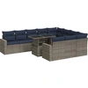 Image de vidaXL Ensemble de salon de jardin 11 pièces avec coussins Gris Poly rotin