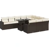 Image de vidaXL Ensemble de salon de jardin 11 pièces avec coussins Marron Poly rotin