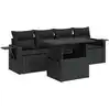Image de vidaXL Ensemble de salon de jardin 5 pièces avec coussins noir poly rotin