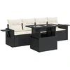 Image de vidaXL Ensemble de salon de jardin 5 pièces avec coussins noir poly rotin