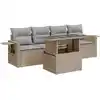 Image de vidaXL Ensemble de salon de jardin 5 pièces avec coussins Beige Poly Rattan