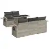 Image de vidaXL Ensemble de salon de jardin 6 pièces avec coussins gris clair Poly rotin
