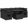 Image de vidaXL Ensemble de salon de jardin 7 pièces avec coussins noir poly rotin