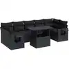 Image de vidaXL Ensemble de jardin canapé 8 pièces avec coussins noir poly rotin