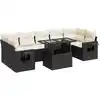 Image de vidaXL Ensemble de jardin canapé 8 pièces avec coussins noir poly rotin
