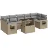 Image de vidaXL Ensemble de jardin canapé 8 pièces avec coussins Beige Poly Rattan
