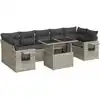Image de vidaXL Ensemble de jardin canapé 8 pièces avec coussins gris clair Poly rotin