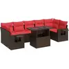 Image de vidaXL Ensemble de jardin canapé 8 pièces avec coussins Marron Poly rotin Acacia