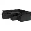 Image de vidaXL Ensemble de salon de jardin 9 pièces avec coussins noir poly rotin