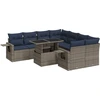 Image de vidaXL Ensemble de salon de jardin 9 pièces avec coussins Gris Poly rotin
