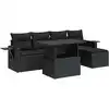 Image de vidaXL Ensemble de salon de jardin 6 pièces avec coussins noir poly rotin