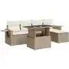 Image de vidaXL Ensemble de salon de jardin 6 pièces avec coussins Beige Poly Rattan