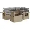 Image de vidaXL Ensemble de salon de jardin 5 pièces avec coussins Beige Poly Rattan