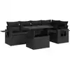 Image de vidaXL Ensemble de salon de jardin 6 pièces avec coussins noir poly rotin