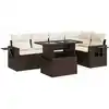 Image de vidaXL Ensemble de salon de jardin 6 pièces avec coussins Marron Poly Rattan