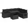 Image de vidaXL Ensemble de salon de jardin 7 pièces avec coussins noir poly rotin