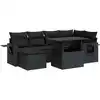 Image de vidaXL Ensemble de salon de jardin 7 pièces avec coussins noir poly rotin