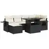 Image de vidaXL Ensemble de salon de jardin 7 pièces avec coussins noir poly rotin