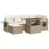Image de vidaXL Ensemble de salon de jardin 7 pièces avec coussins Beige Poly Rattan