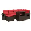 Image de vidaXL Ensemble de salon de jardin 7 pièces avec coussins Marron Poly rotin Acacia