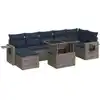 Image de vidaXL Ensemble de jardin canapé 8 pièces avec coussins Gris Poly rotin Acacia