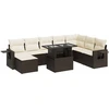 Image de vidaXL Ensemble de salon de jardin 9 pièces avec coussins Marron Poly Rattan